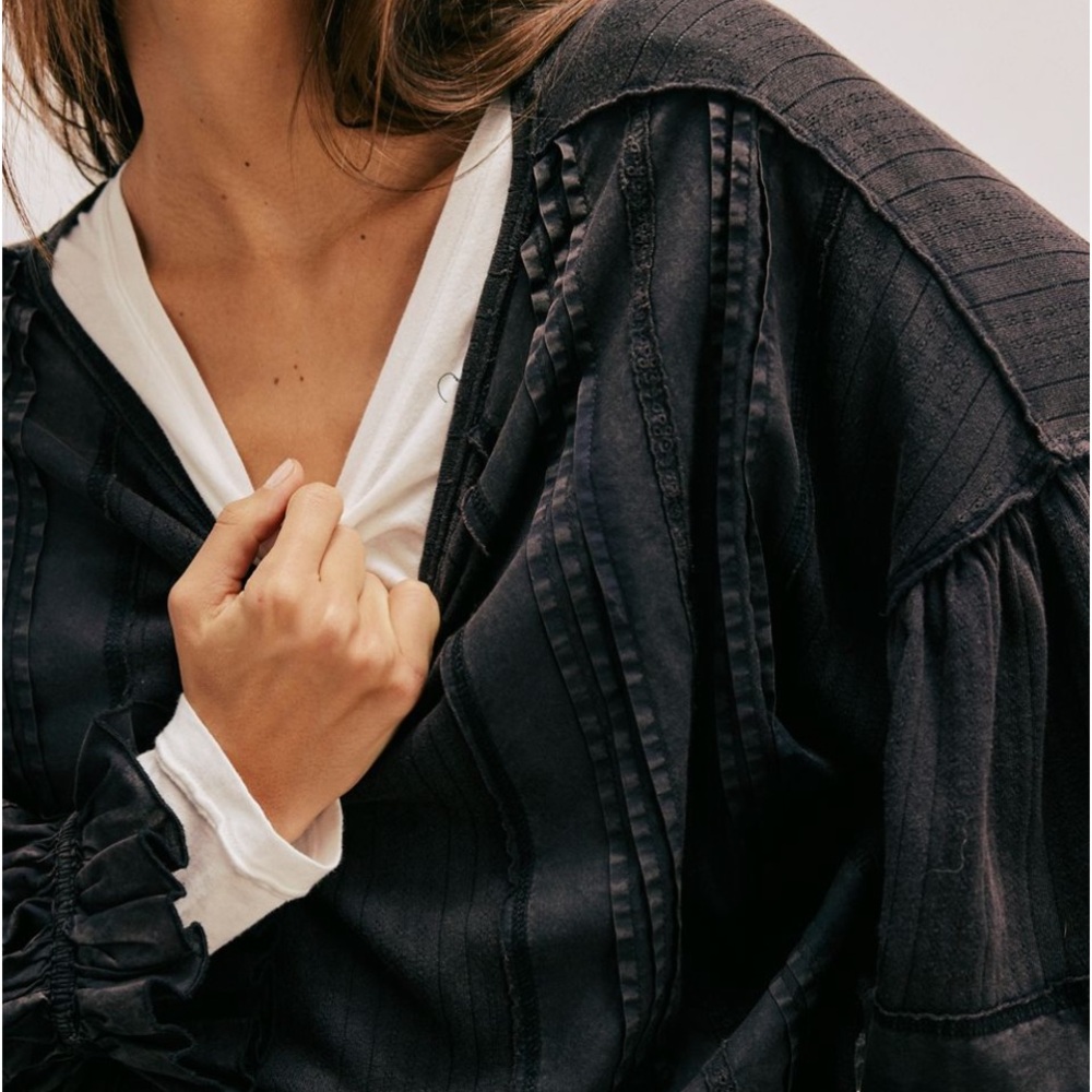 Free People Black Long Sleeve Top - Picture 2 of 7